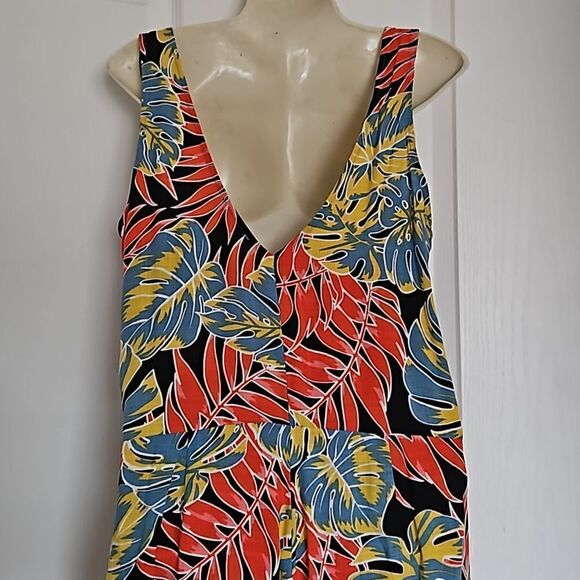 OXXO Women's Tropical Bell- Bottoms Jumpsuit Size Small Red/Blue - Picture 4 of 16